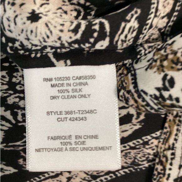 Jore Blouse Top Women’s Size S 100% Silk Long Sleeve V Neck w Tassel drawstrings - Picture 9 of 9